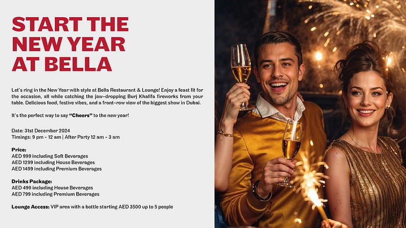 New Year's Eve Party at Bella Restaurant in Dubai - New Years Eve Events - Image 2