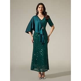 Satin Sequin Sparkly Mismatched Short Sleeve Maxi Dress