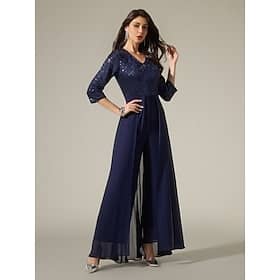 Chiffon Sequin Three Dimensional Jumpsuit