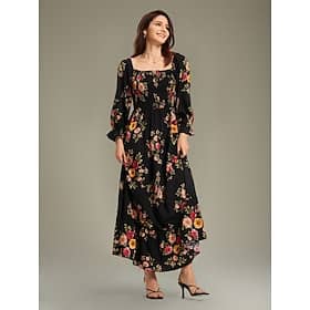 Floral Pattern Spring Vacation Dress